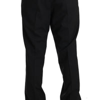 Black Wool Stretch Formal Trousers