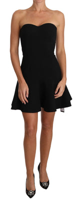 Wool Stretch Black A-Line Cocktail Dress