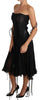 Black Strapless Corset A-line Midi Dress