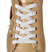 Sneakers GOLD Leather Gold Red Heart Shoes