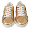 Sneakers GOLD Leather Gold Red Heart Shoes