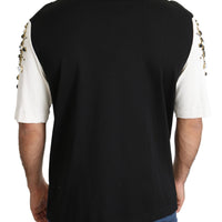 Black White Jewelled Jersey Embellished T-shirt