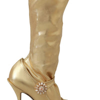 Gold Stretch Pumps Heels Booties Shoes