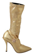 Gold Stretch Pumps Heels Booties Shoes