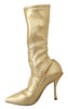 Gold Stretch Pumps Heels Booties Shoes