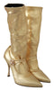 Gold Stretch Pumps Heels Booties Shoes