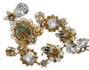 Gold Brass Chain Crystal Flowers PORTOFINO Pendant Necklace