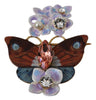 Gold Plated Brass Crystal Butterfly Flower Brooch Pin