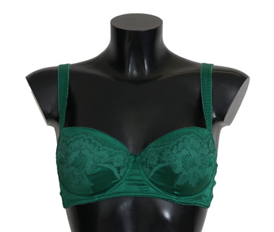 Green Silk Stretch Floral Lace Bra Underwear