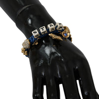 Gold Chain Blue Star Charms Crystal Statement Bracelet