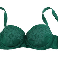 Green Silk Stretch Floral Lace Bra Underwear
