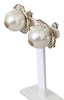 Gold Brass Clear Crystal Pearl Drop Clip-on Earrings