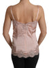 Pink Lace Roses Blouse Strap Tank Silk Top