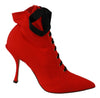 Red Stretch Soft Heels Booties Shoes