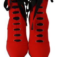 Red Stretch Soft Heels Booties Shoes