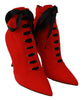 Red Stretch Soft Heels Booties Shoes