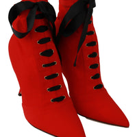 Red Stretch Soft Heels Booties Shoes