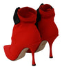 Red Stretch Soft Heels Booties Shoes