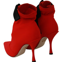 Red Stretch Soft Heels Booties Shoes