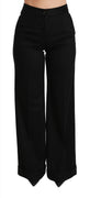 Black Wide Leg Flared Trouser Cashmere Pants