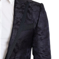 Blue Floral Jacquard Silk Coat MARTINI Blazer