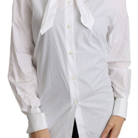 Cotton White Scarf Neck Shirt Blouse Top