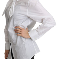 Cotton White Scarf Neck Shirt Blouse Top