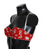 Red Silk Daisy Flower Print Bra Underwear