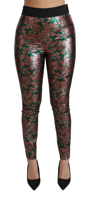 Green Bronze Leaf Tights Skinny Pants