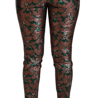 Green Bronze Leaf Tights Skinny Pants