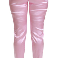 Pink Metallic High Waist Skinny Pants