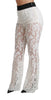 White Lace High Waist Palazzo Cropped Pants