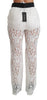 White Lace High Waist Palazzo Cropped Pants