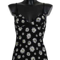 Black Daisy Print Dress Lingerie Chemisole