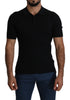 Black Silk Blend Collared Polo Top T-shirt