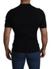 Black Silk Blend Collared Polo Top T-shirt
