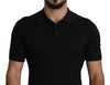 Black Silk Blend Collared Polo Top T-shirt