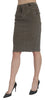 Gray High Waist Pencil Cut Knee Length Skirt