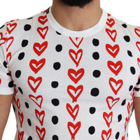 White Hearts Print  Cotton Men Top T-shirt