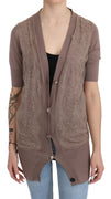 Purple Short Sleeves Buttoned Cardigan Top