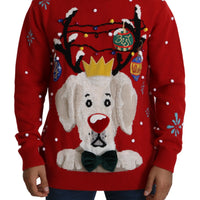 Red Christmas Dog Pullover Cashmere Sweater