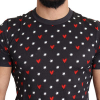 Dark Gray Hearts Print Cotton Men T-shirt