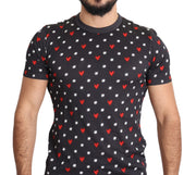 Dark Gray Hearts Print Cotton Men T-shirt