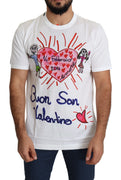 White Saint Valentine Hearts Print Men  T-shirt