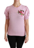 Pink Floral Embroidered Blouse Wool Top