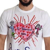 White Saint Valentine Hearts Print Men  T-shirt