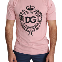 Pink #DGLove Crown Print Cotton T-shirt