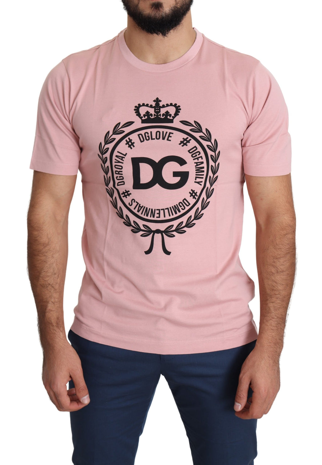 Pink #DGLove Crown Print Cotton T-shirt