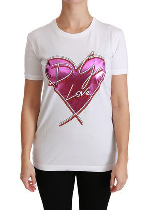 White Cotton DG Love Heart Top T-shirt