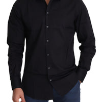 Black Cotton Stretch Formal GOLD Dress Shirt